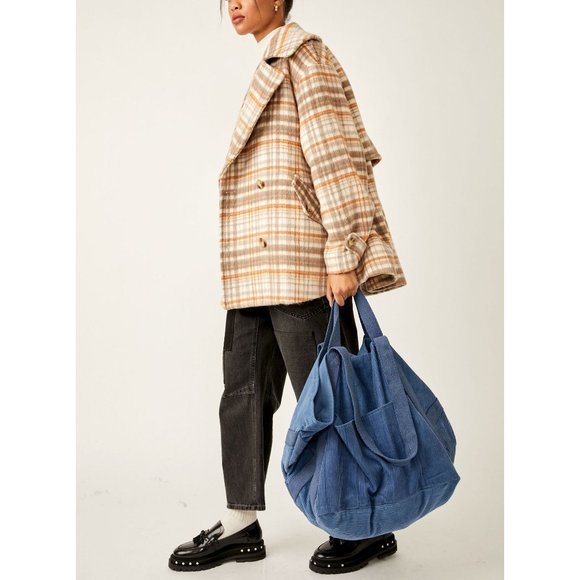 FREE PEOPLE Mega Cord Tote / Denim Blues - Picture 2 of 6